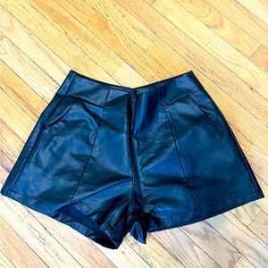 Black Leather Women Shorts